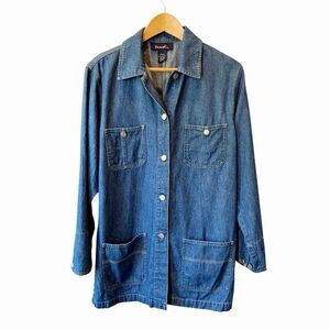 Denim & Co Denim Chore Jacket Womens Small 4 Pocket Barn Coat 100% Cotton Blue